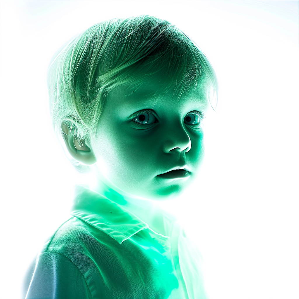 Child glowing green from radiation