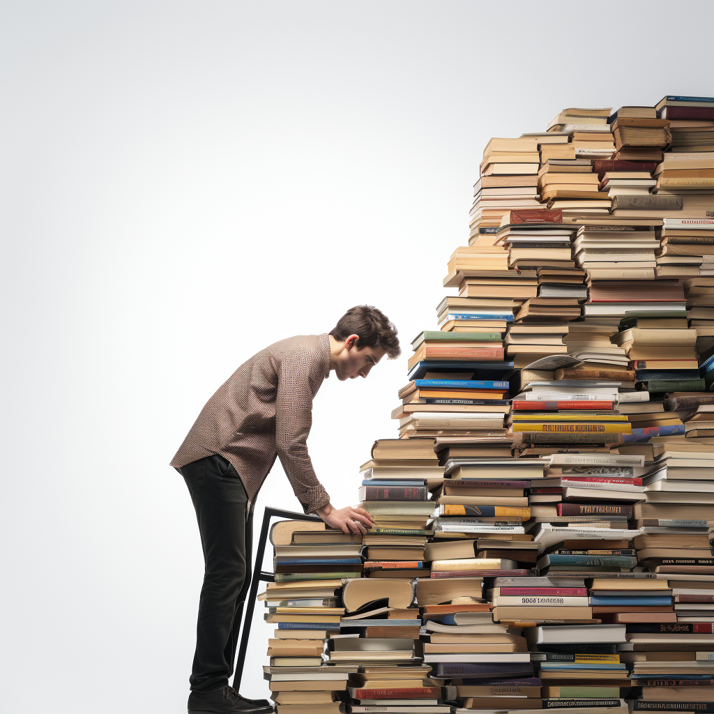 Man exerting pressure to remove glued books