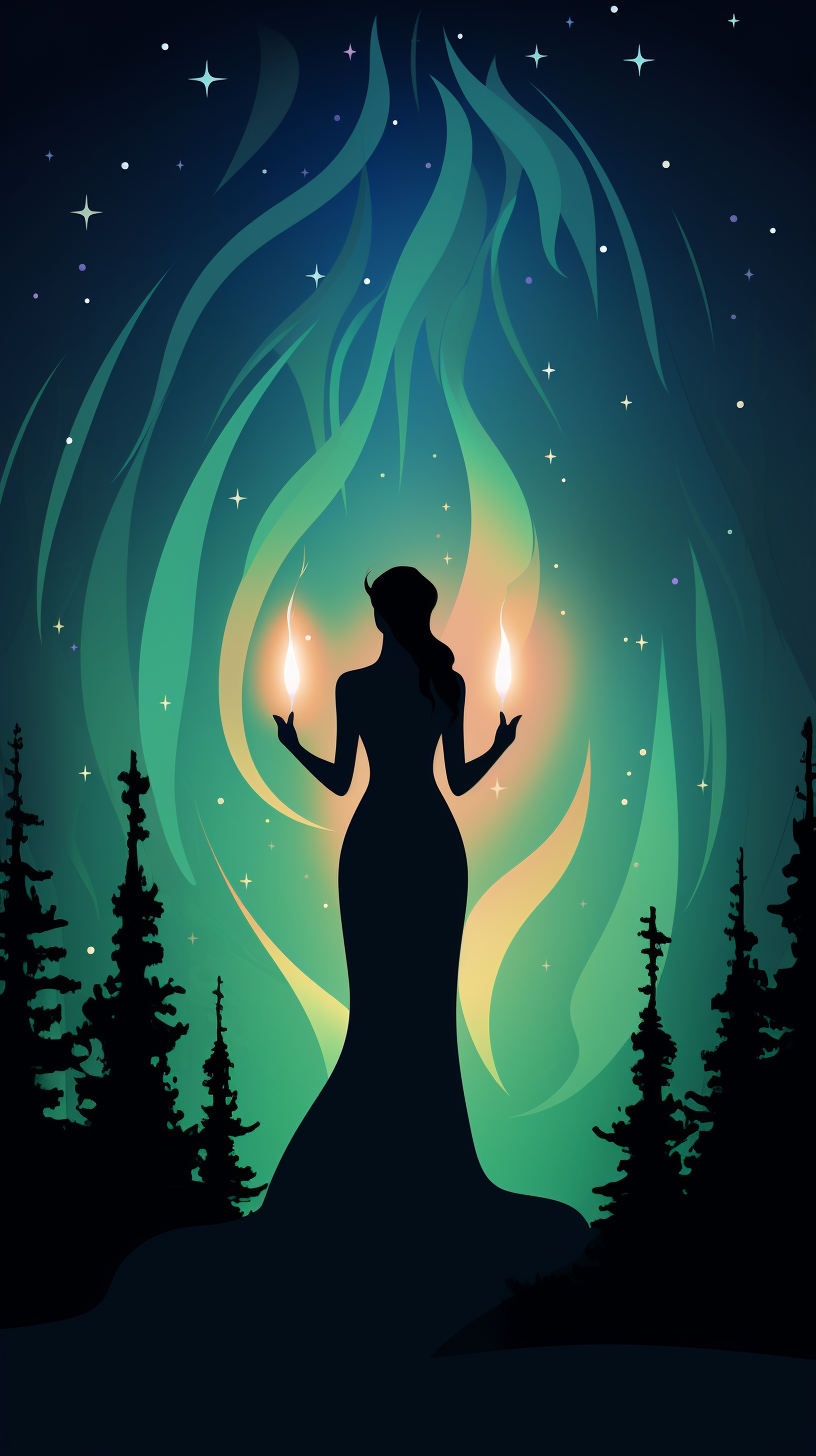 Silhouette of Goddess Holding a Candle