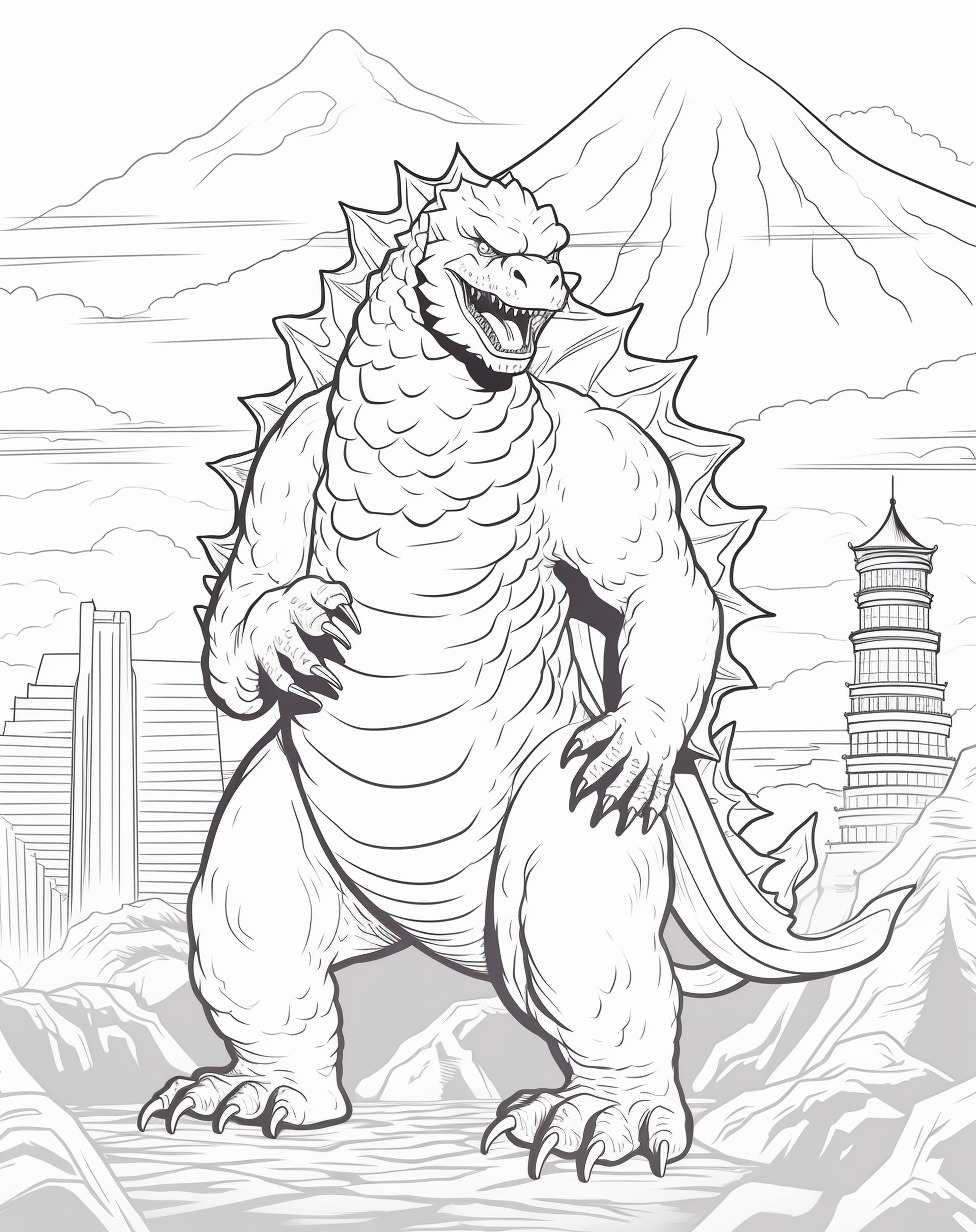 Godzilla Saving Japan Coloring Page