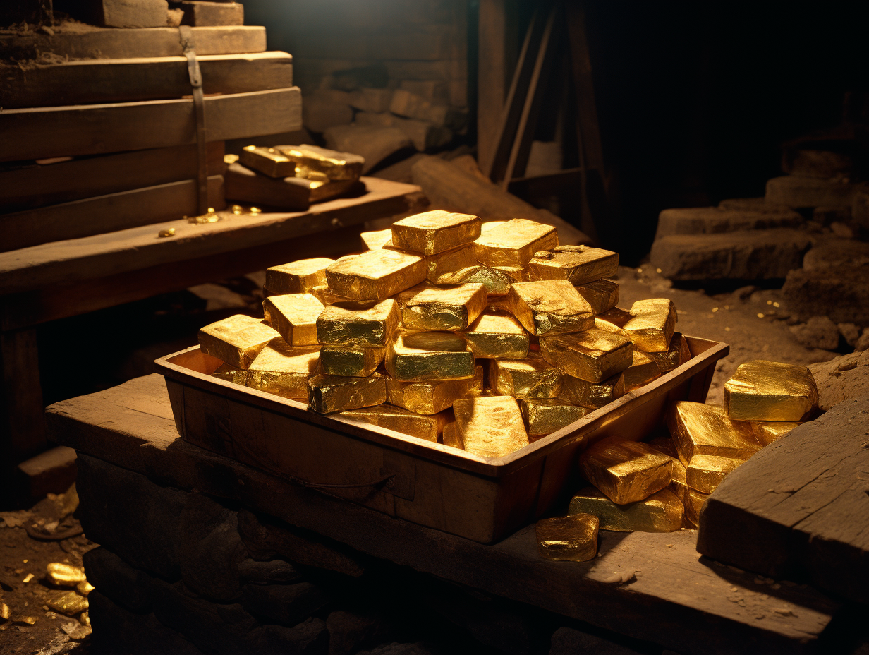 Stack of shiny gold ingots