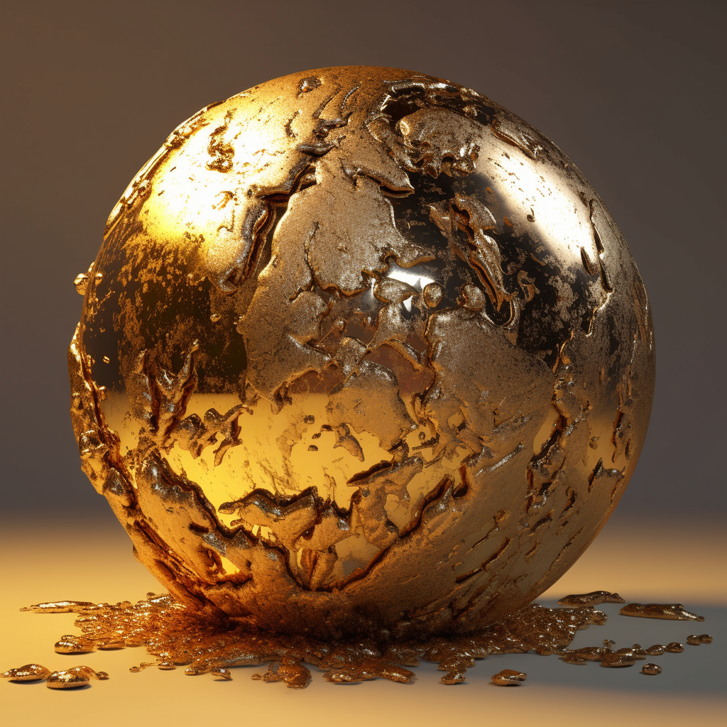 Tarnished gold material shader ball render