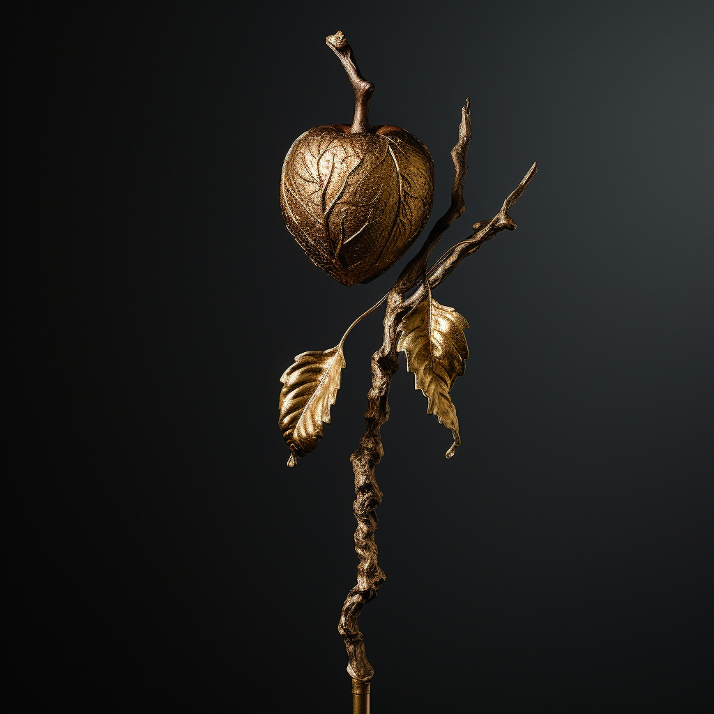 Captivating golden acorn tied to a twig