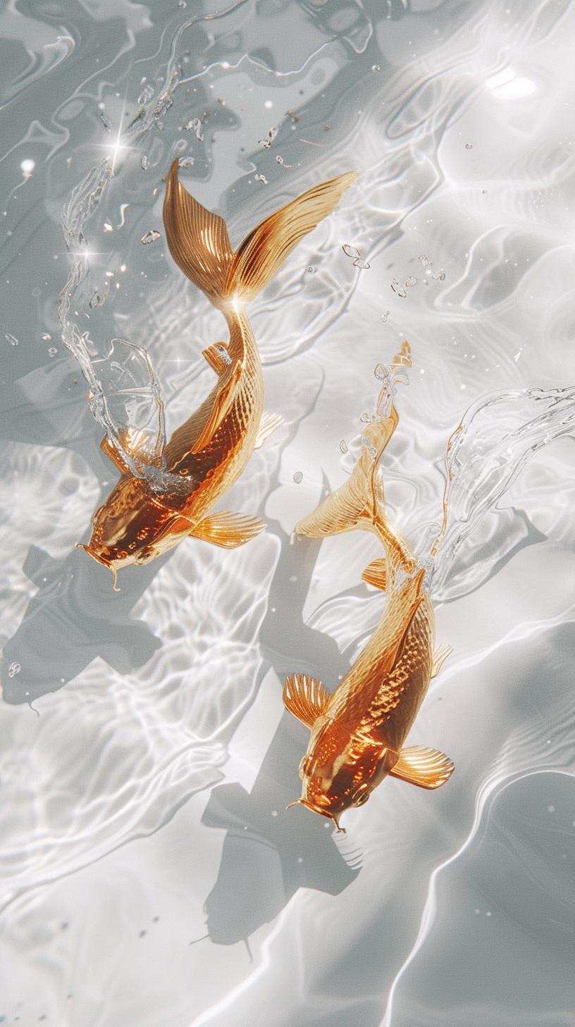 Golden fish on sparkling water