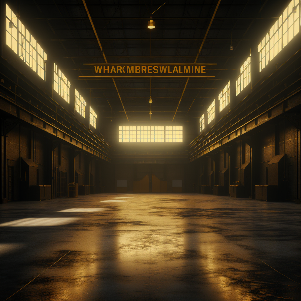 Mesmerizing black atmosphere in golden warehouse cinematics