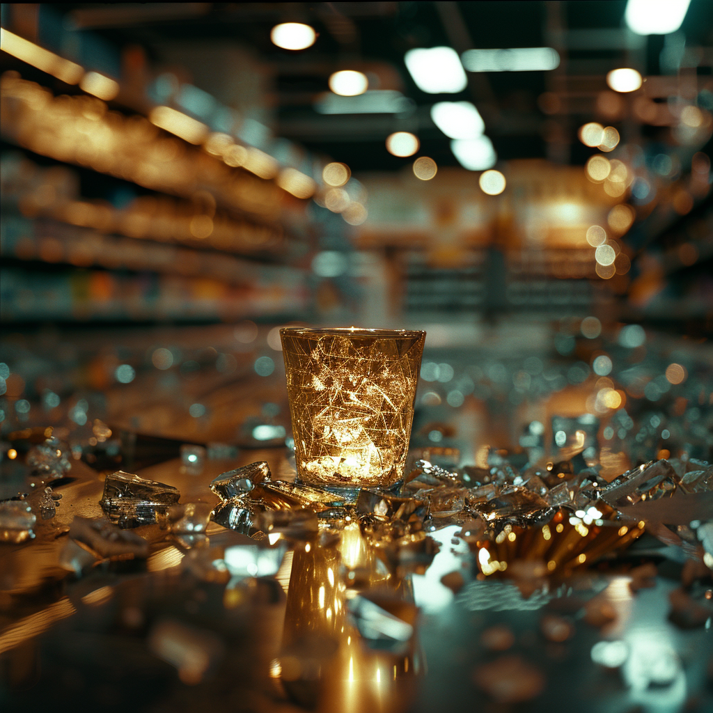 Golden shot glass glowing mysteriously