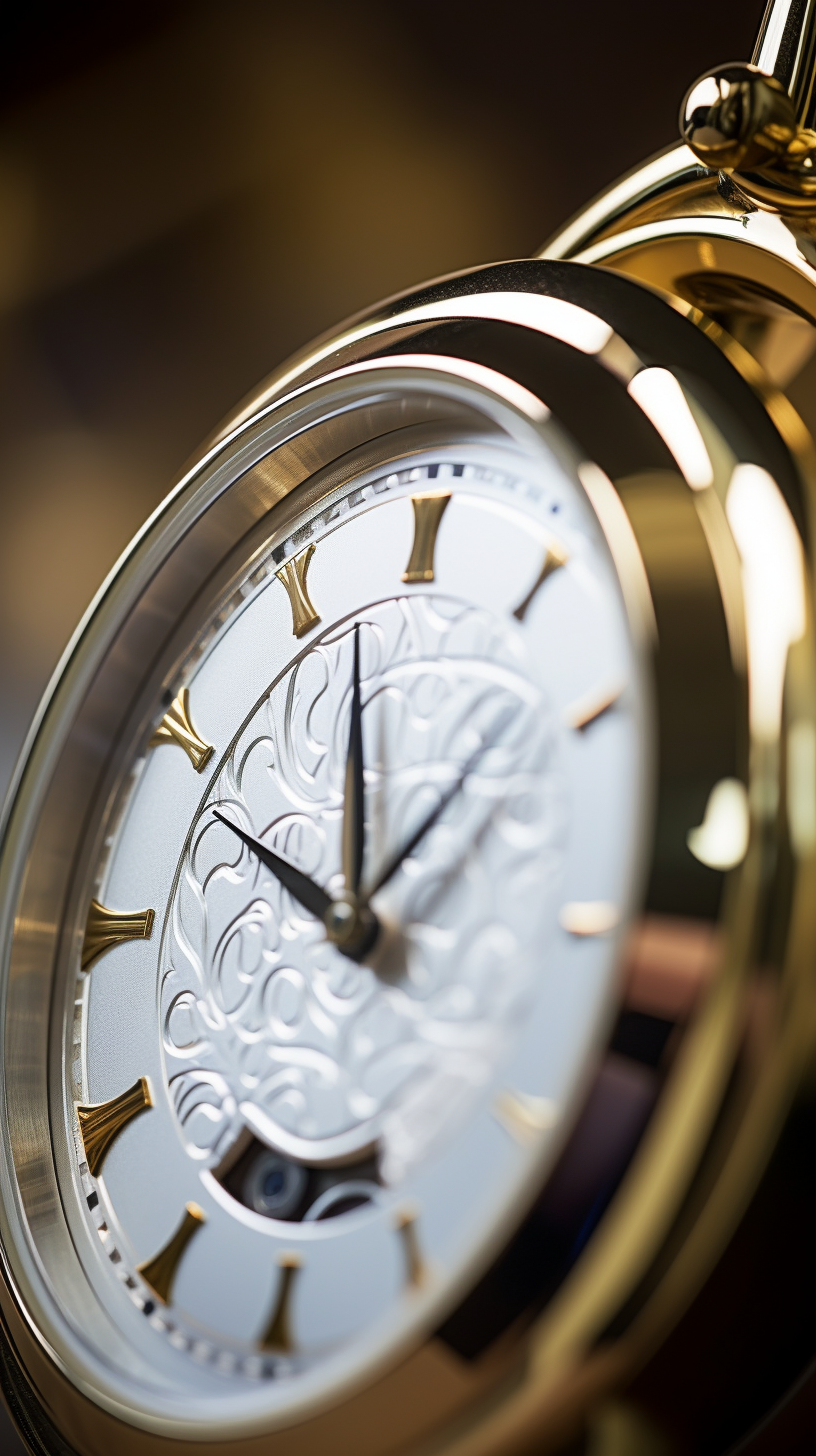 Close-up of man with golf club and clock