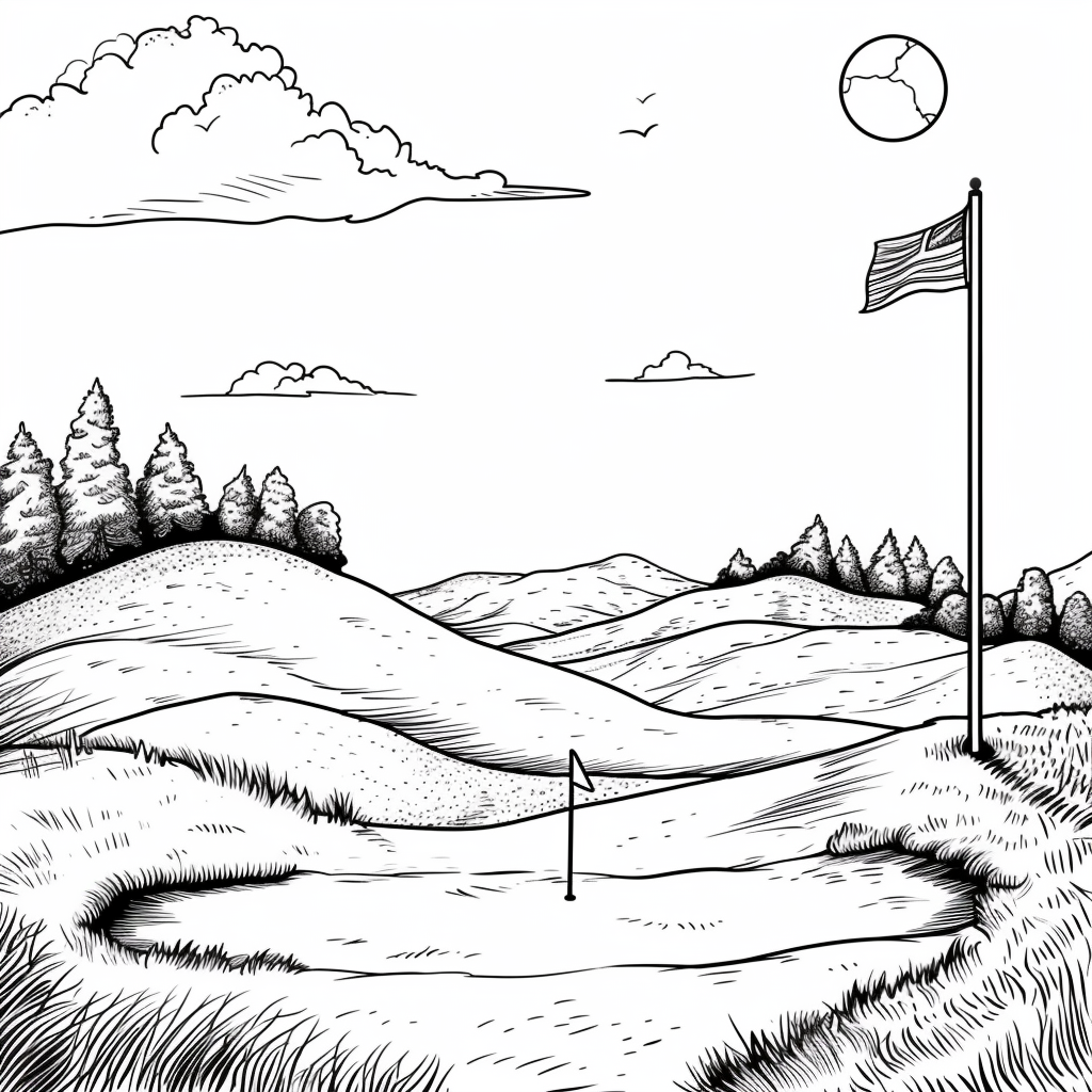 Cartoon Golf Course Illustration