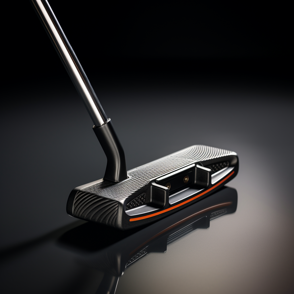 Stylish golf putter on a dark background