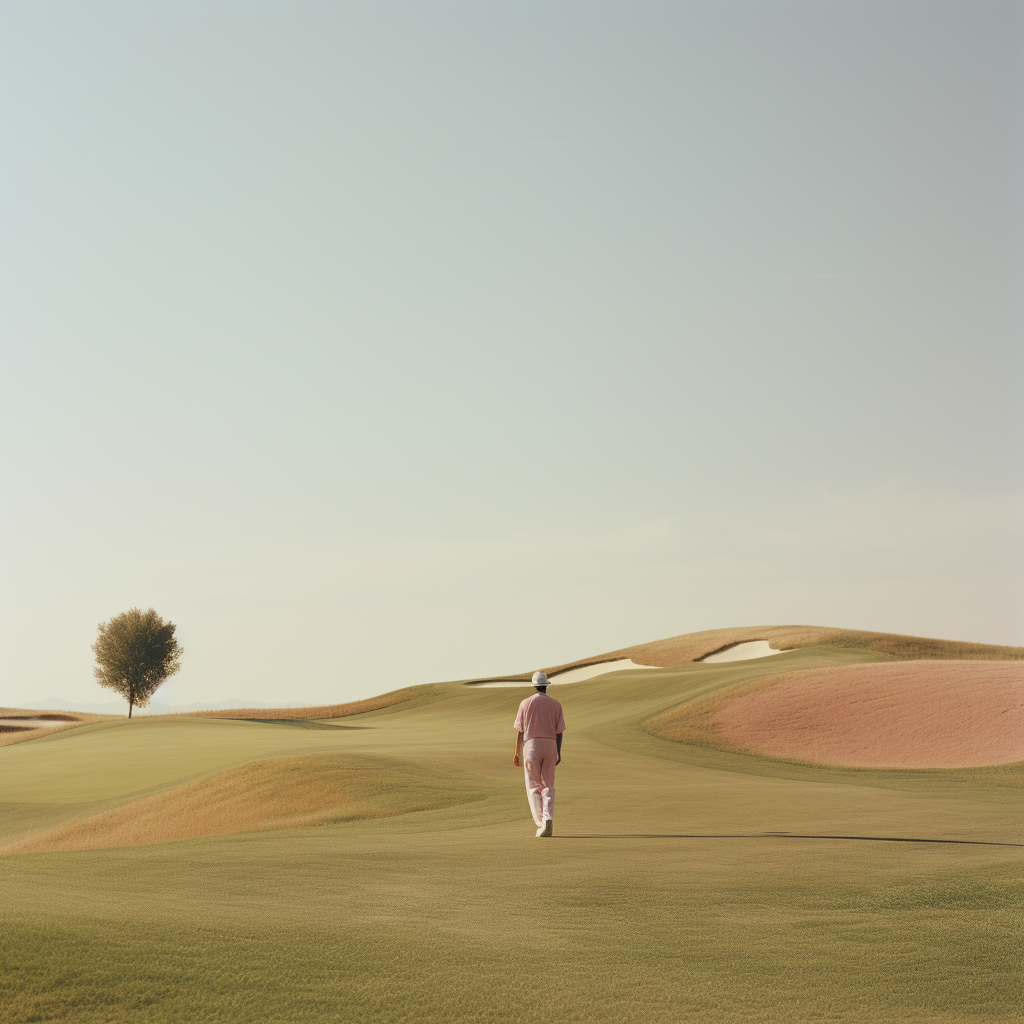 Golfer walking on Italian golf course