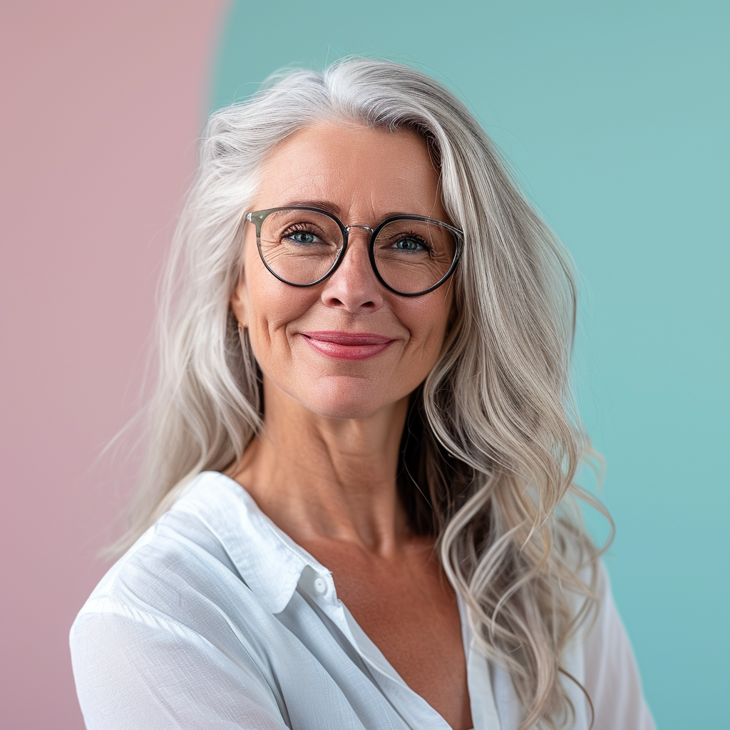 Elegant 40-Year-Old on Pastel Background