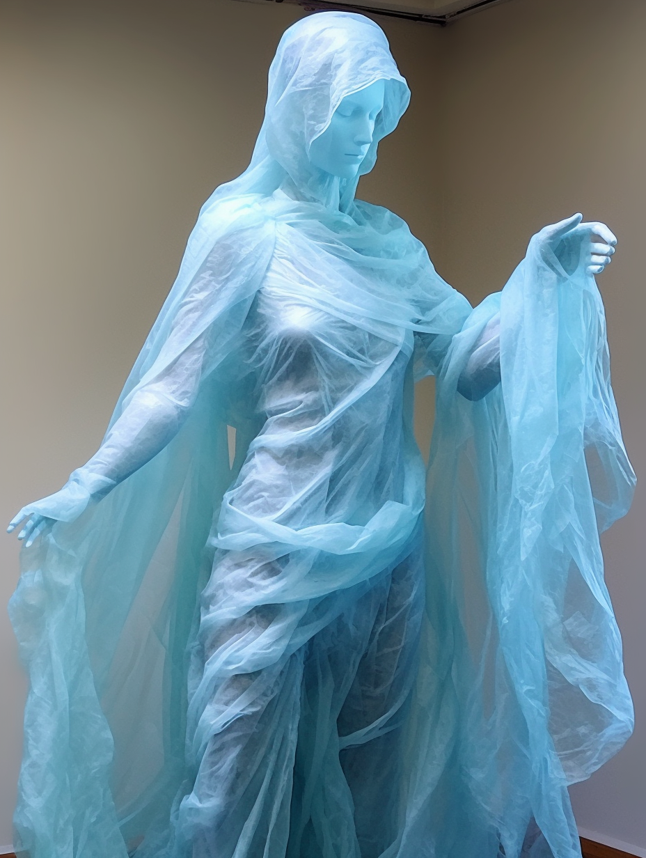 Semi-transparent figure made of gossamer sheets