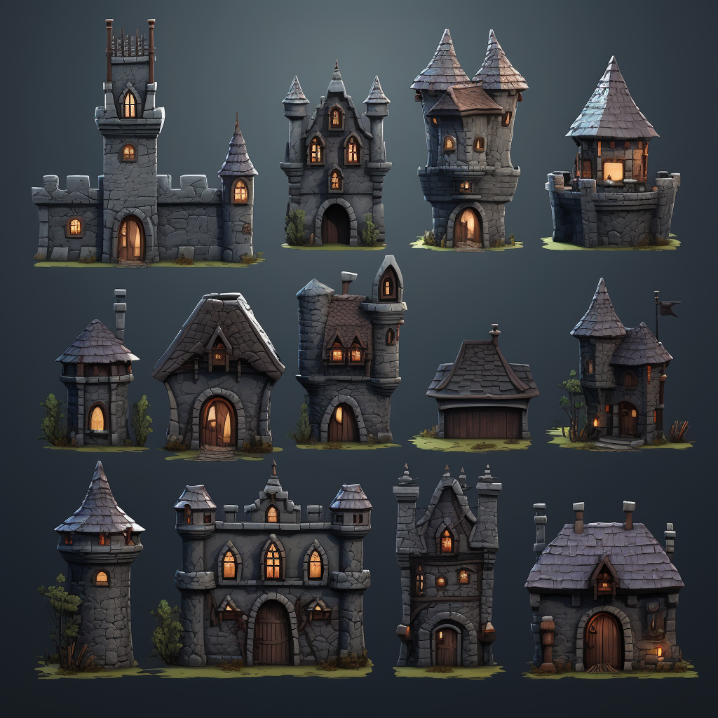 Dark gothic castle in pixel art