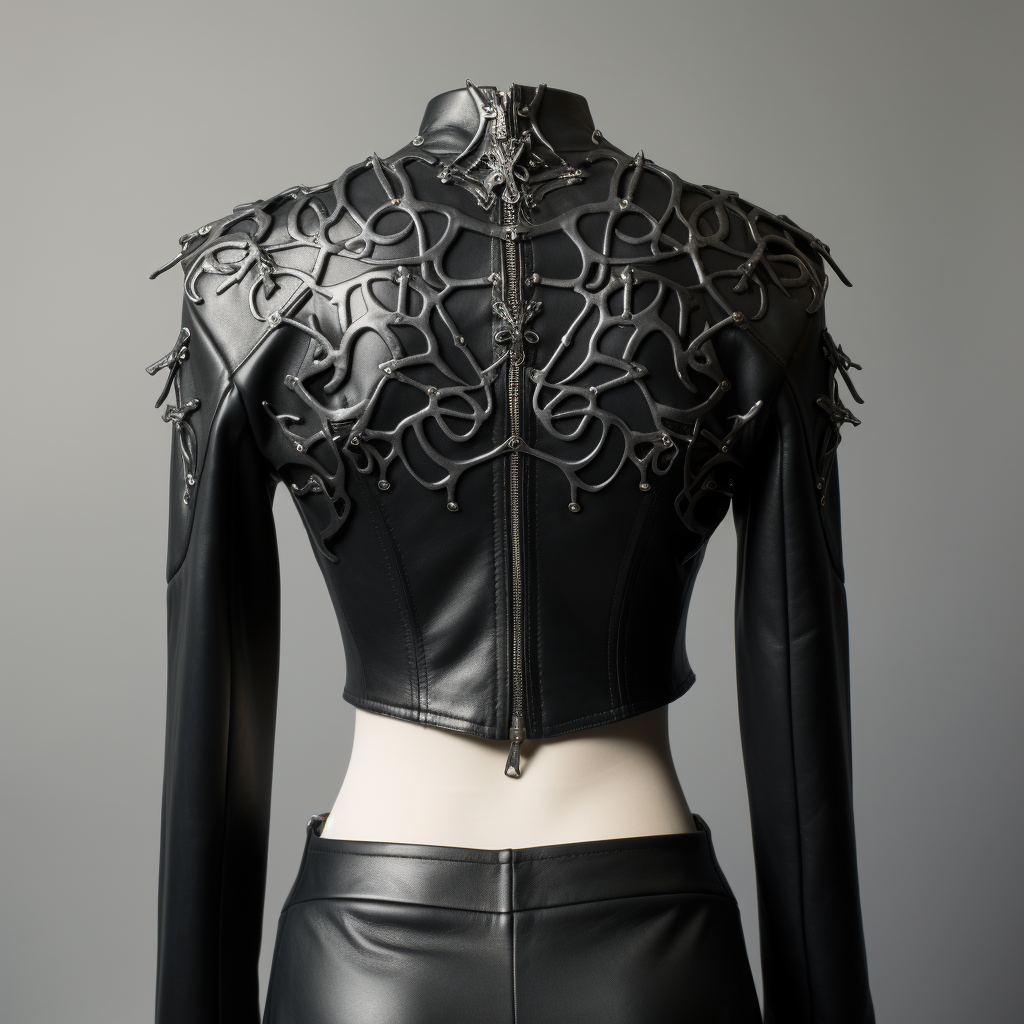 Cropped leather jacket with gothic cross