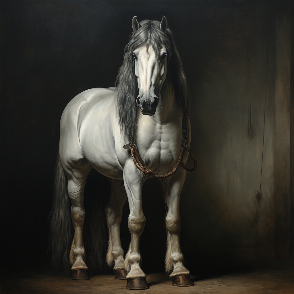 Beautiful gray clydesdale horse portrait