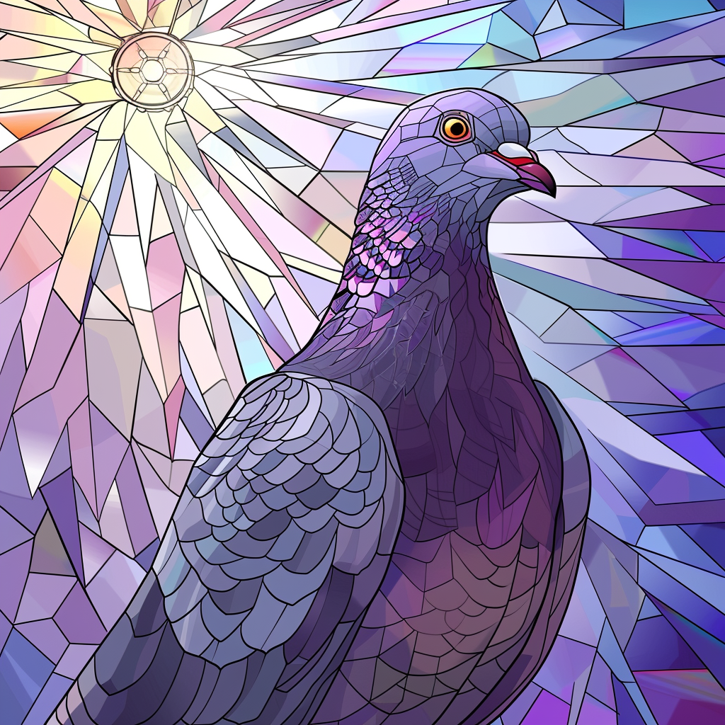 Gray Dove in Stained Glass