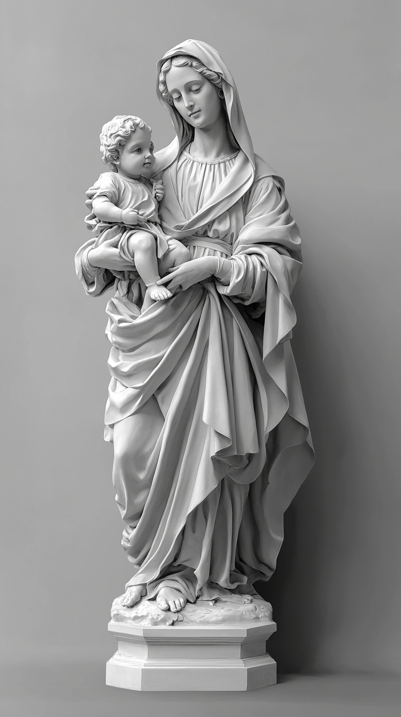 Maria holding child statue neutral