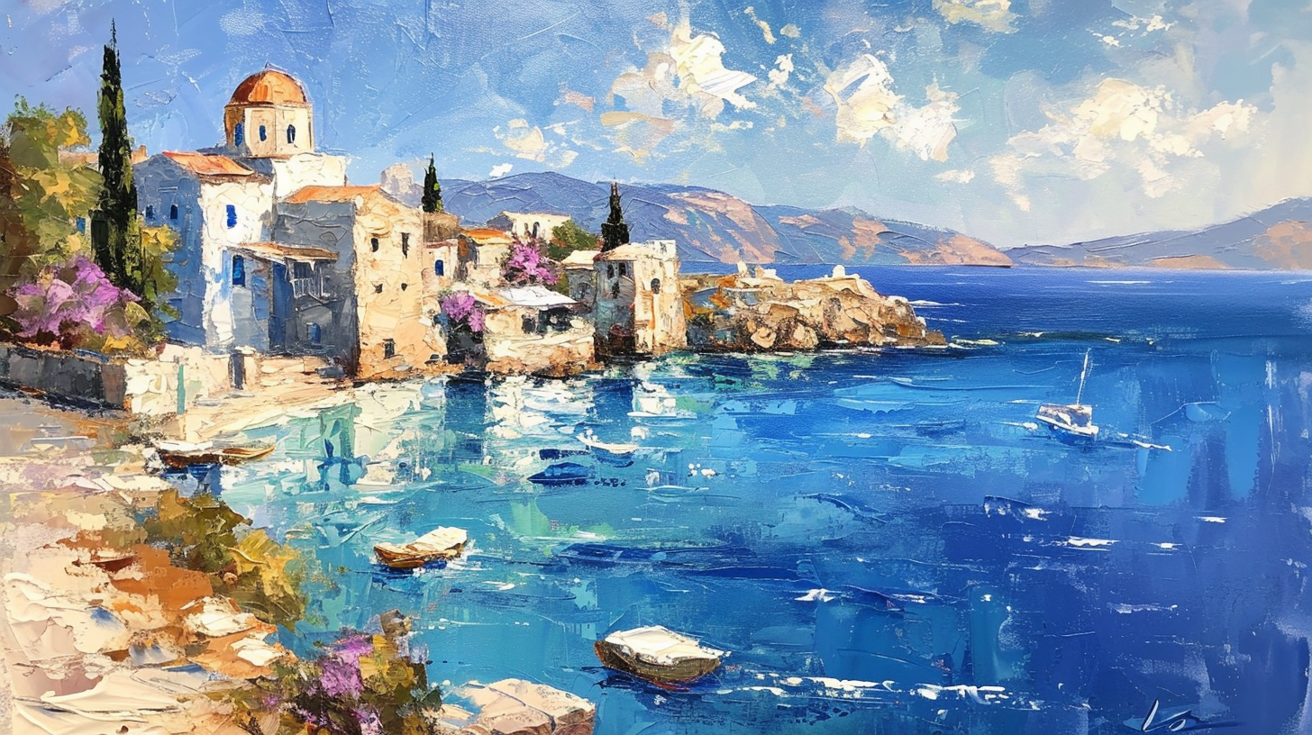 Greece Water Summer Painting