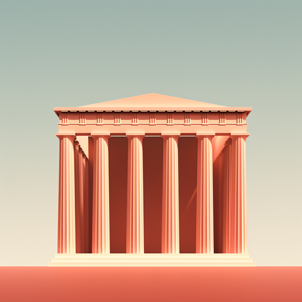 Minimalist Greek Parthenon Futuristic Building