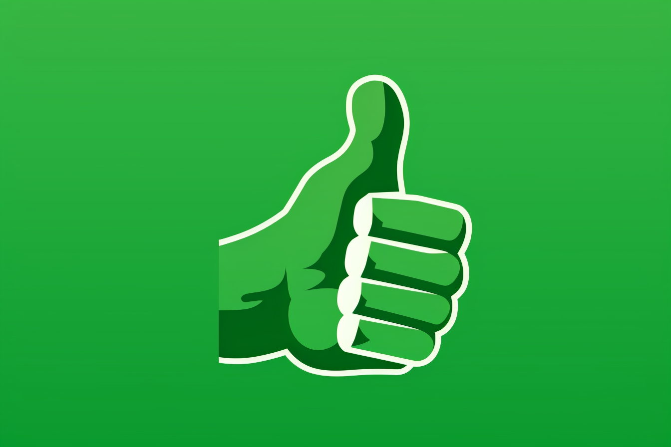 Green background with thumbs up icon