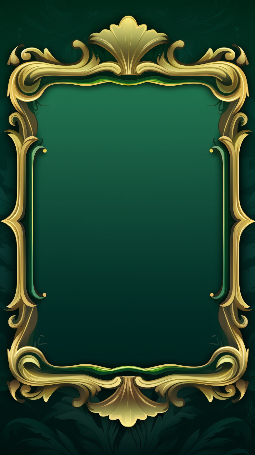 Green cartoon frame on golden background