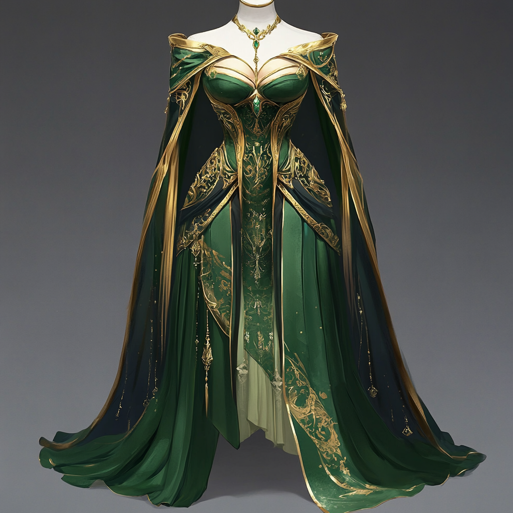 Green Gold Dress Mannequin Art