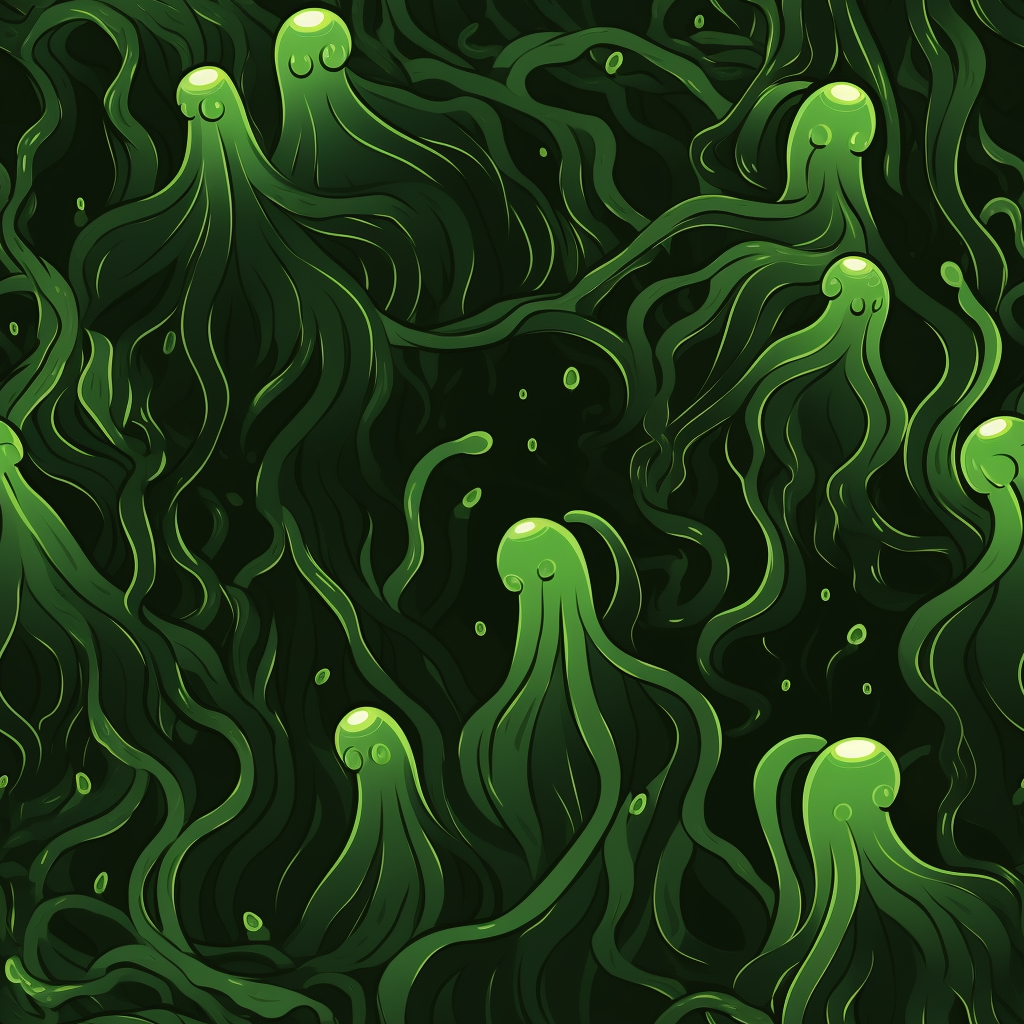 Green slimy tentacles on dark background