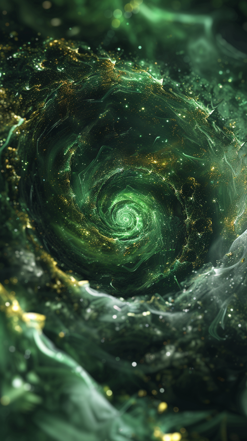 Green Spiral with Stars and Gold