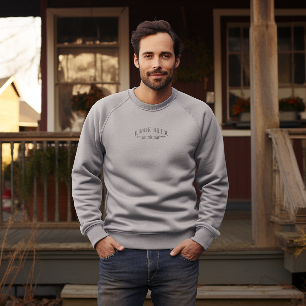 Grey sweatshirt on attractive male