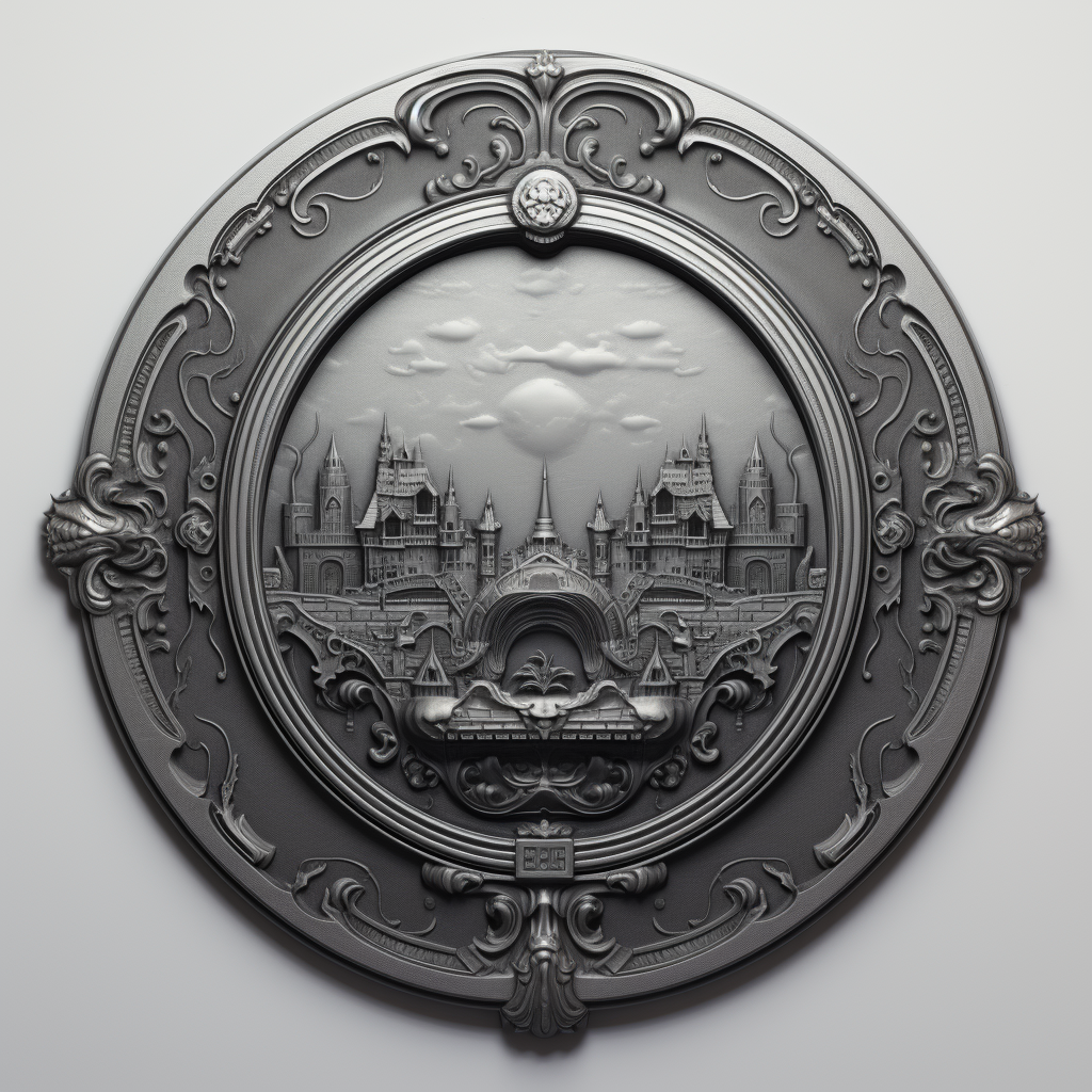 Empty oval domed plaque in greyscale depth