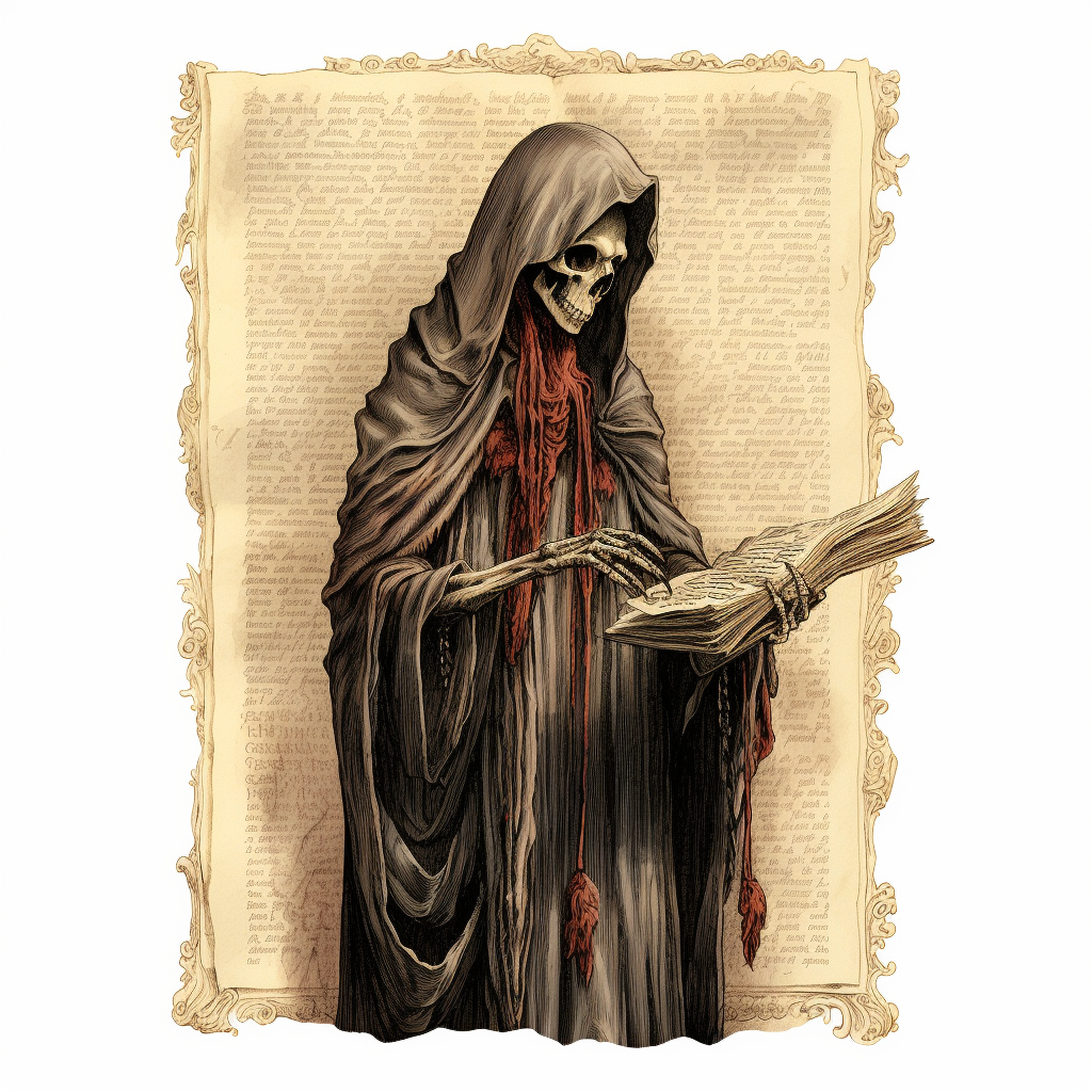 Grim Reaper Illustration Isolated Blank Page