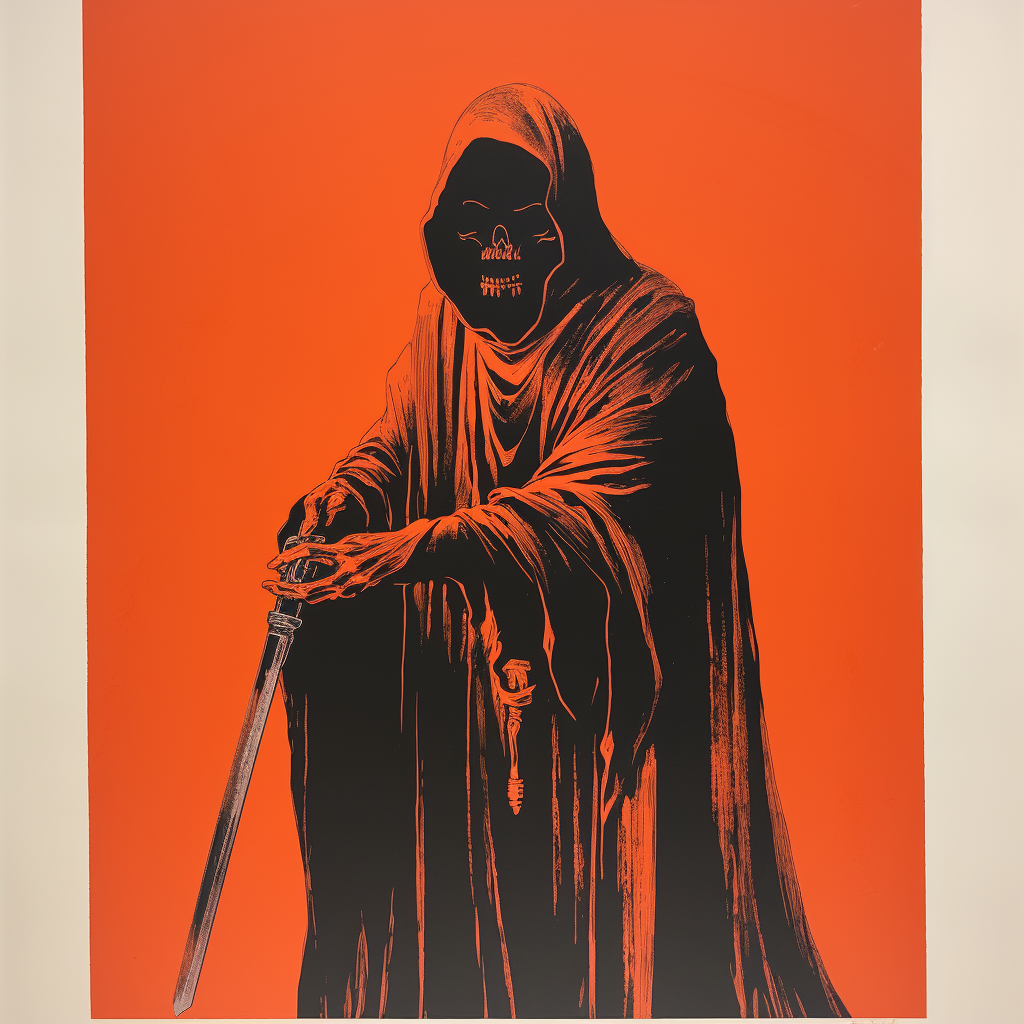 Silkscreen print of grim reaper