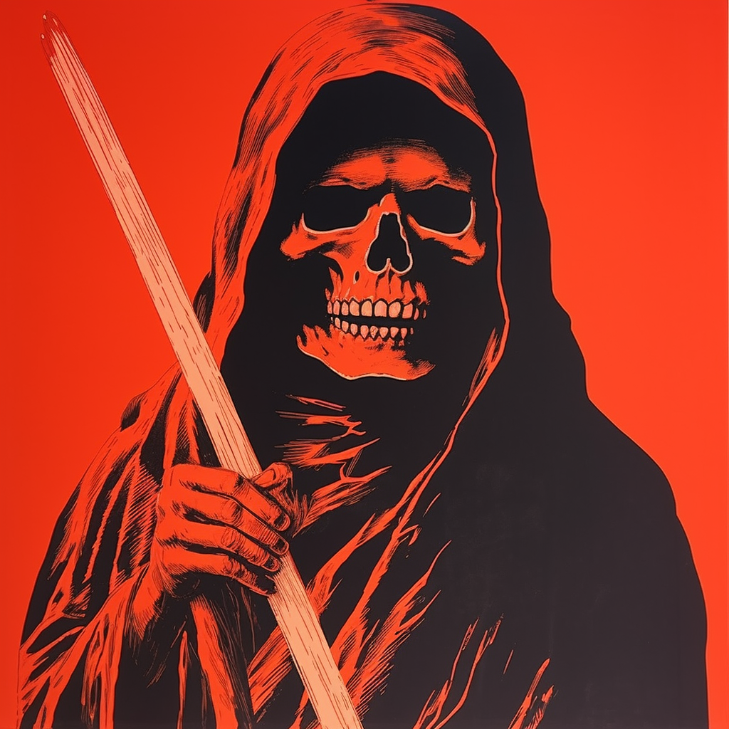 Silkscreen print of grim reaper