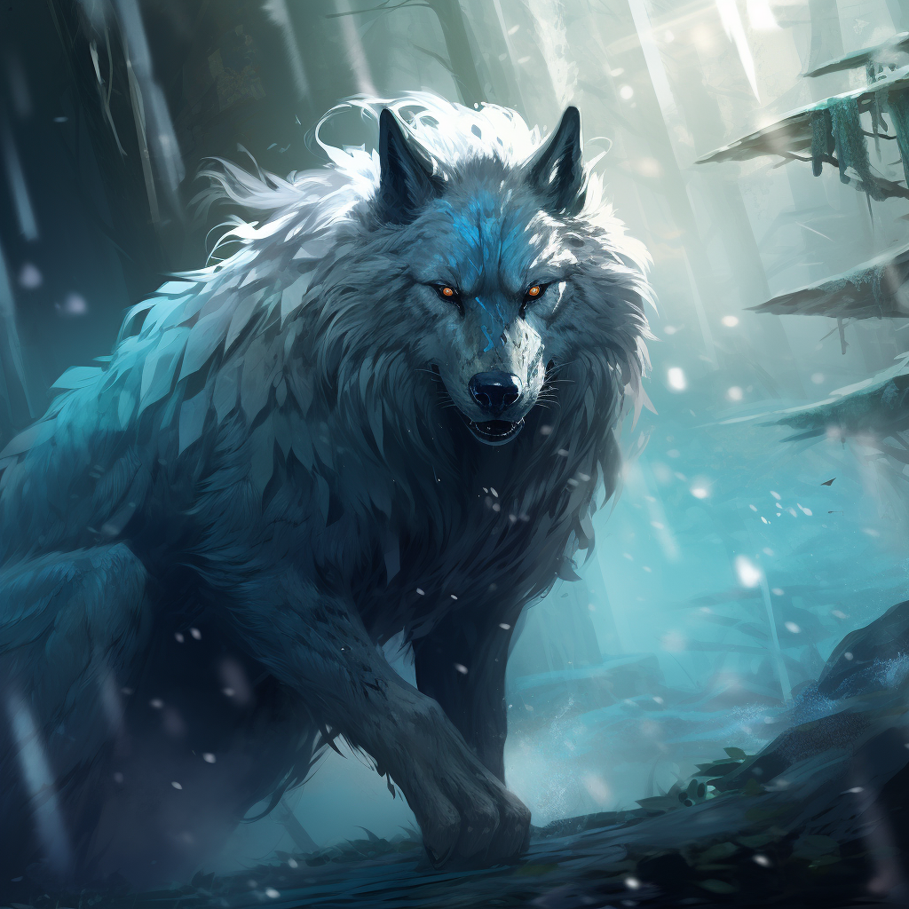 Magnificent Guardian Wolf Protecting with Magic