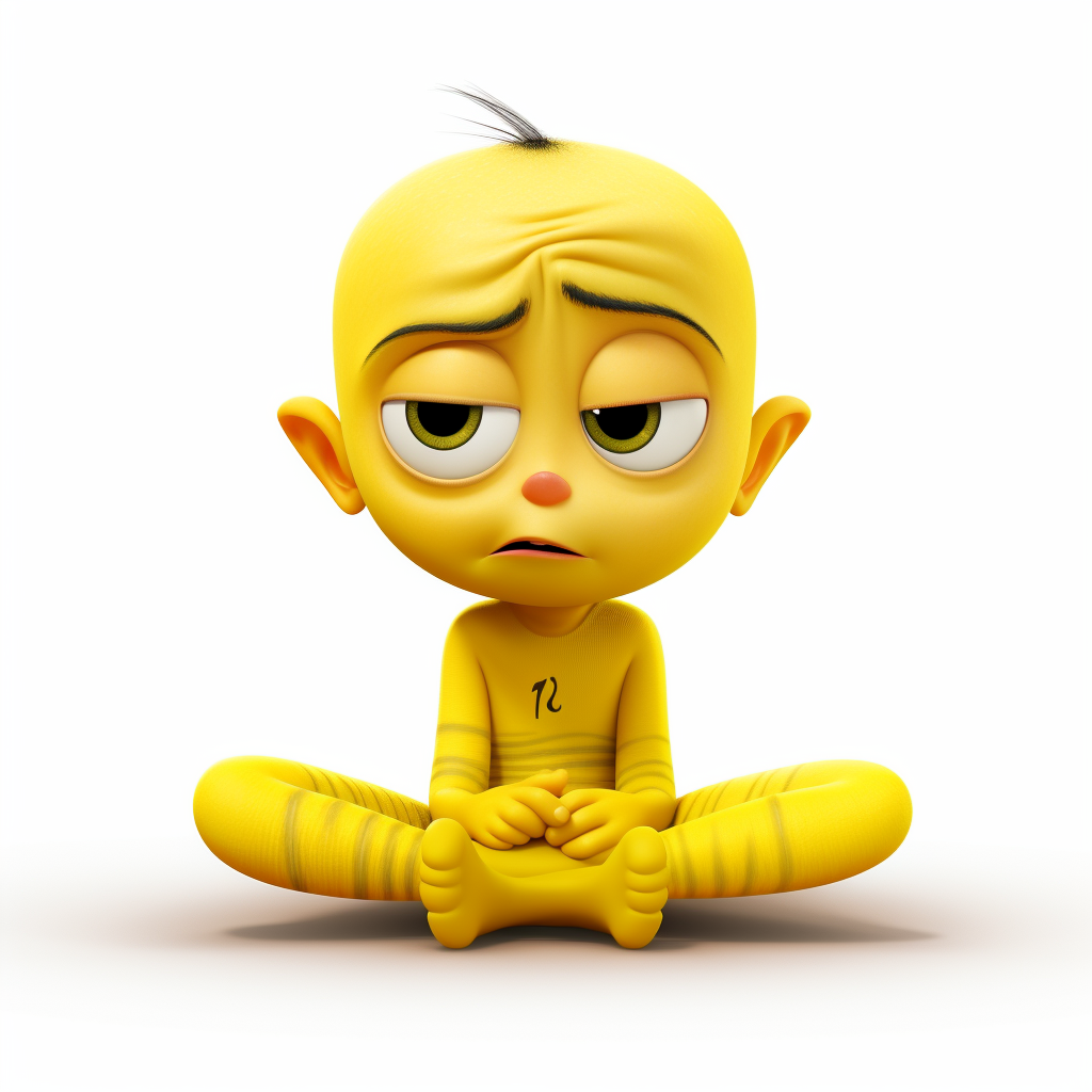 Yellow guilt expression avatar in Pixar's Inside-Out style