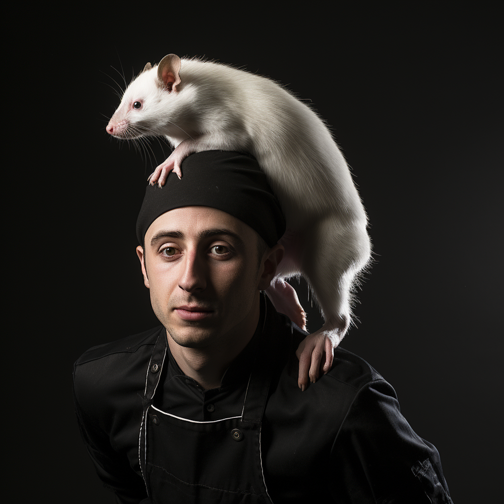 Guy with chefs hat riding opposum