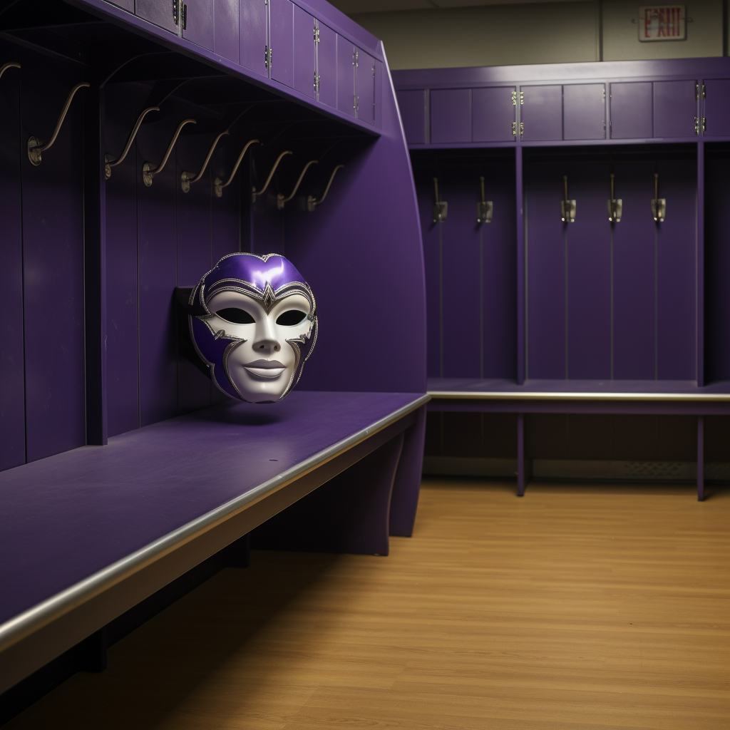 Mardi Gras Mask in Gym Locker Room