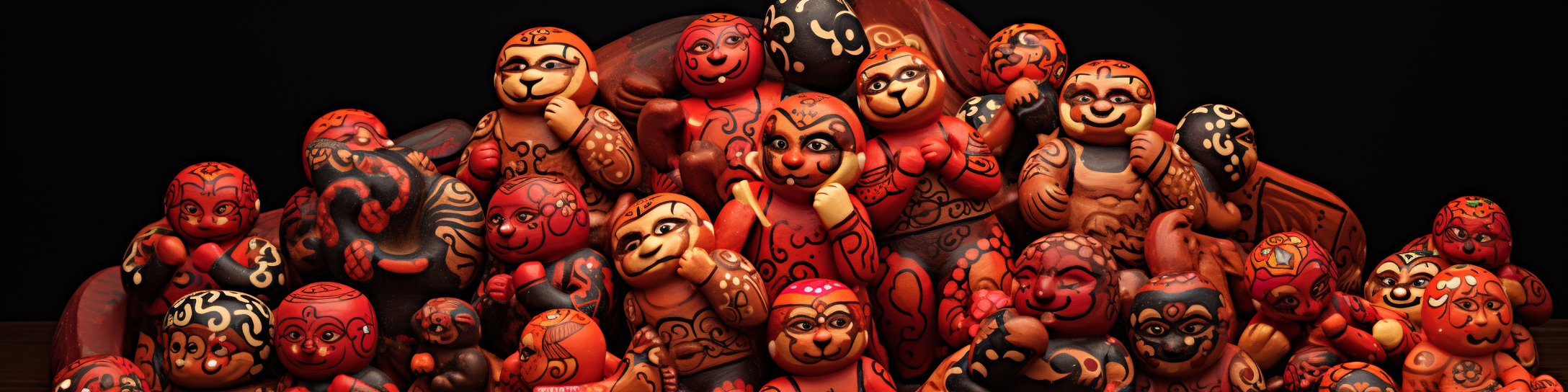 Colorful Gzheli Khokhloma Clay Figurines