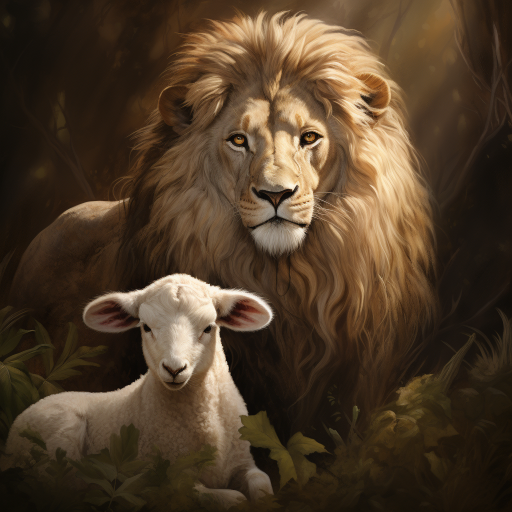 Representation of the divine symbol, half lion half lamb