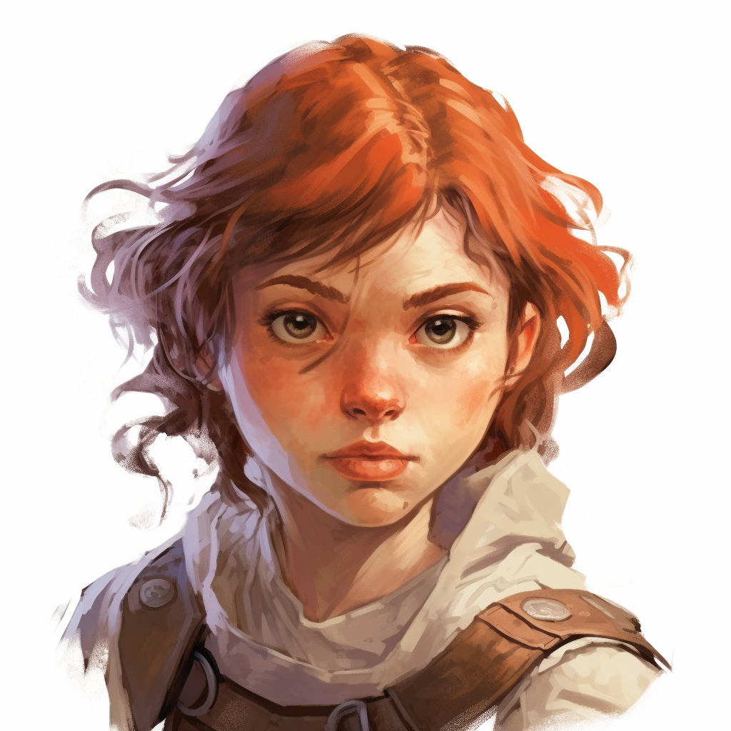 Close-up Portrait of Mischevious Halfling Female Smuggler