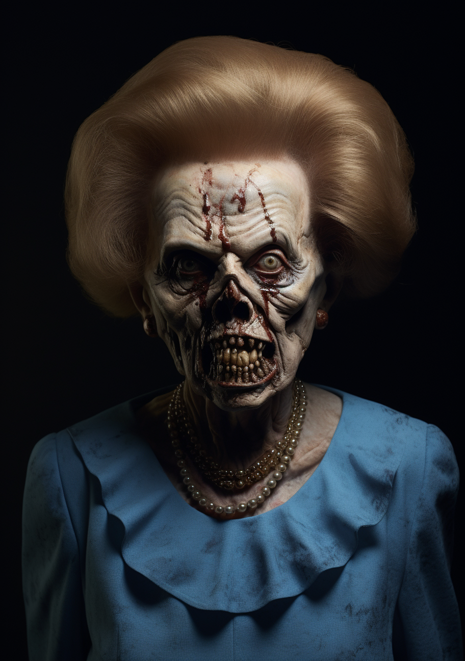 Margaret Thatcher Halloween Mask in Blue Dress