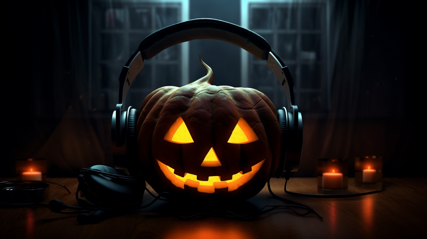 Halloween Pumpkin on DJ Table