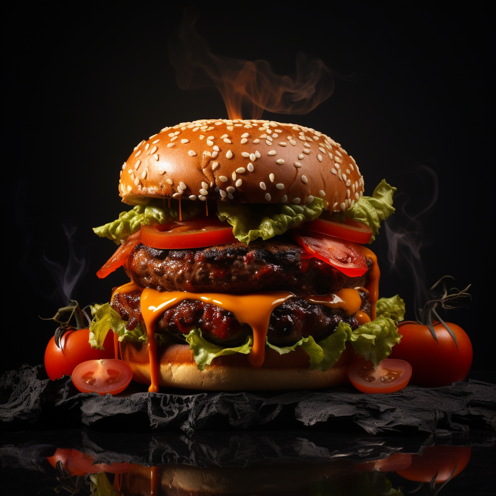 Spooky Halloween burger on black background