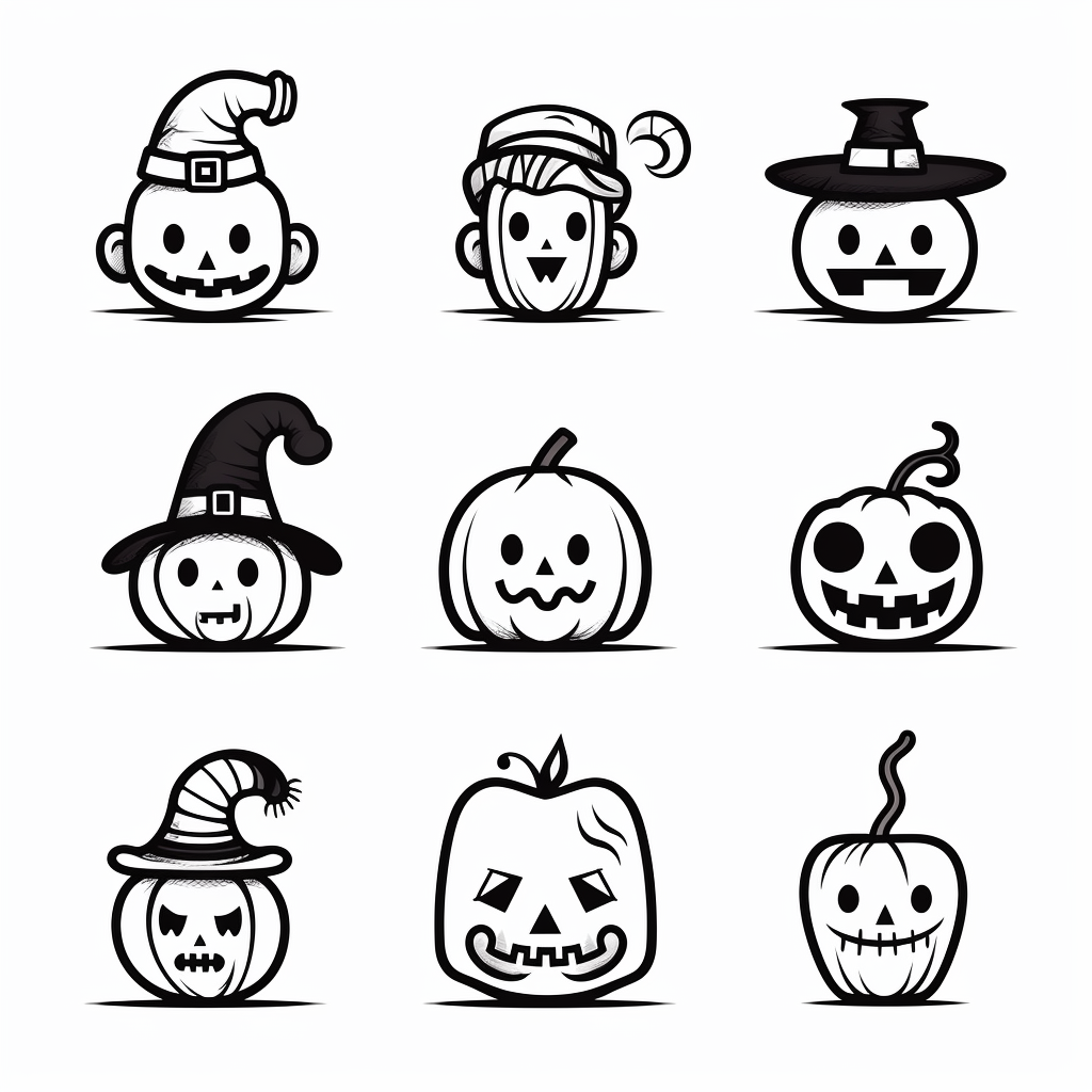 Minimalist Halloween Cartoon Set
