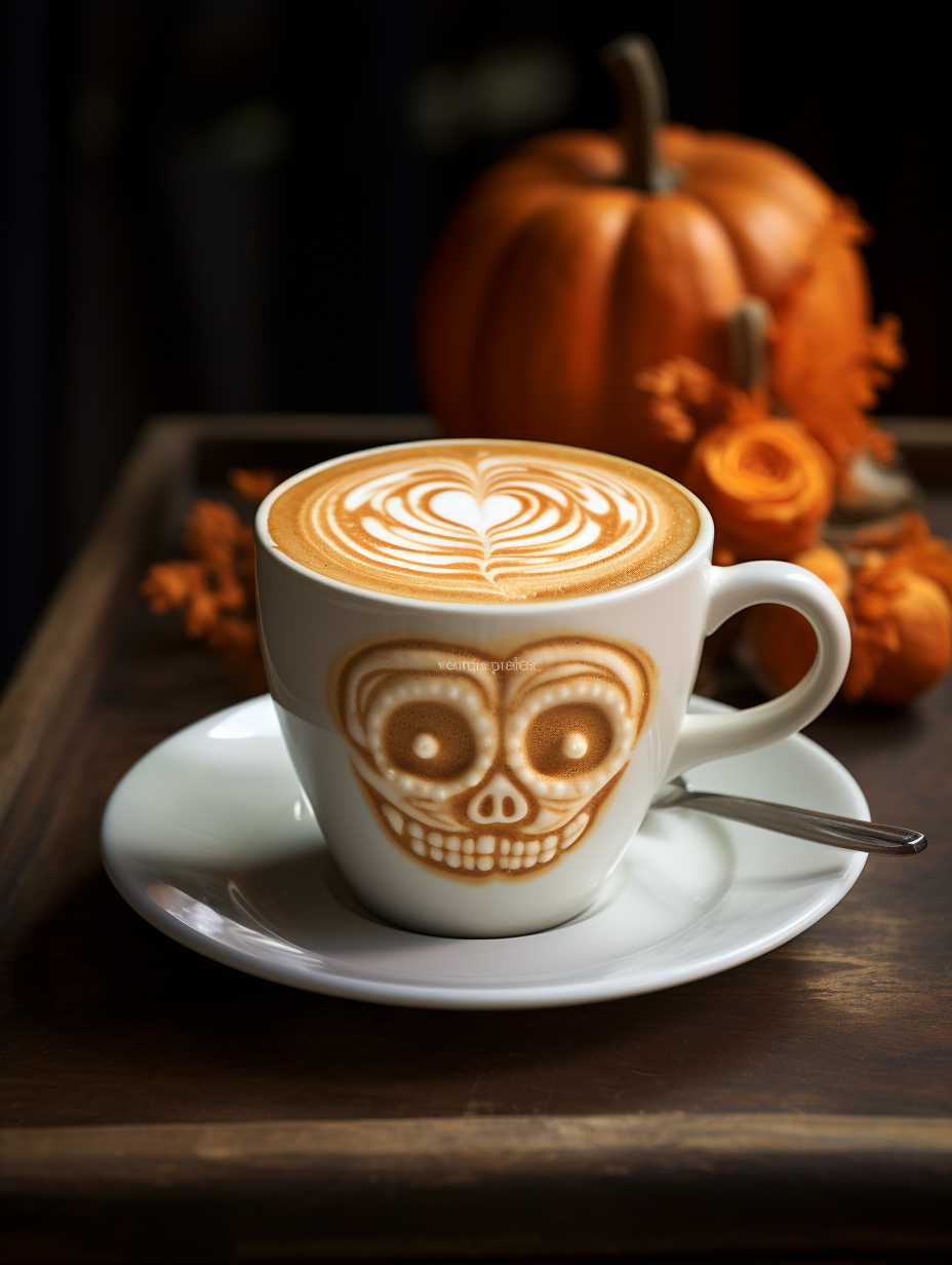 Spooky Halloween-themed Latte Art in Chinese Coffee Shop