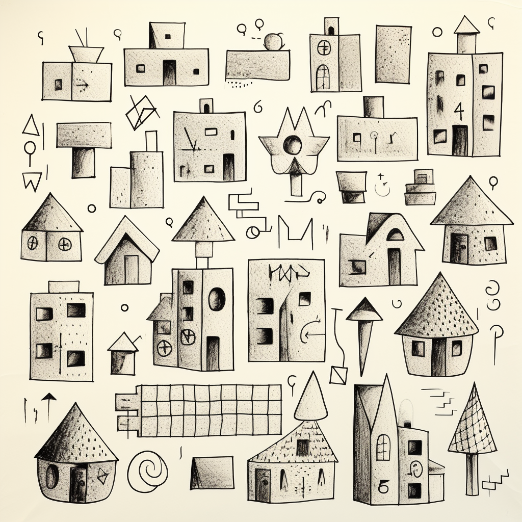 Hand-drawn pencil doodle architecture texture