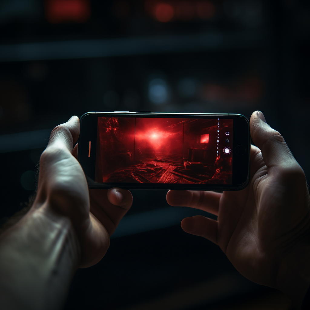 Red Hand Holding Smartphone