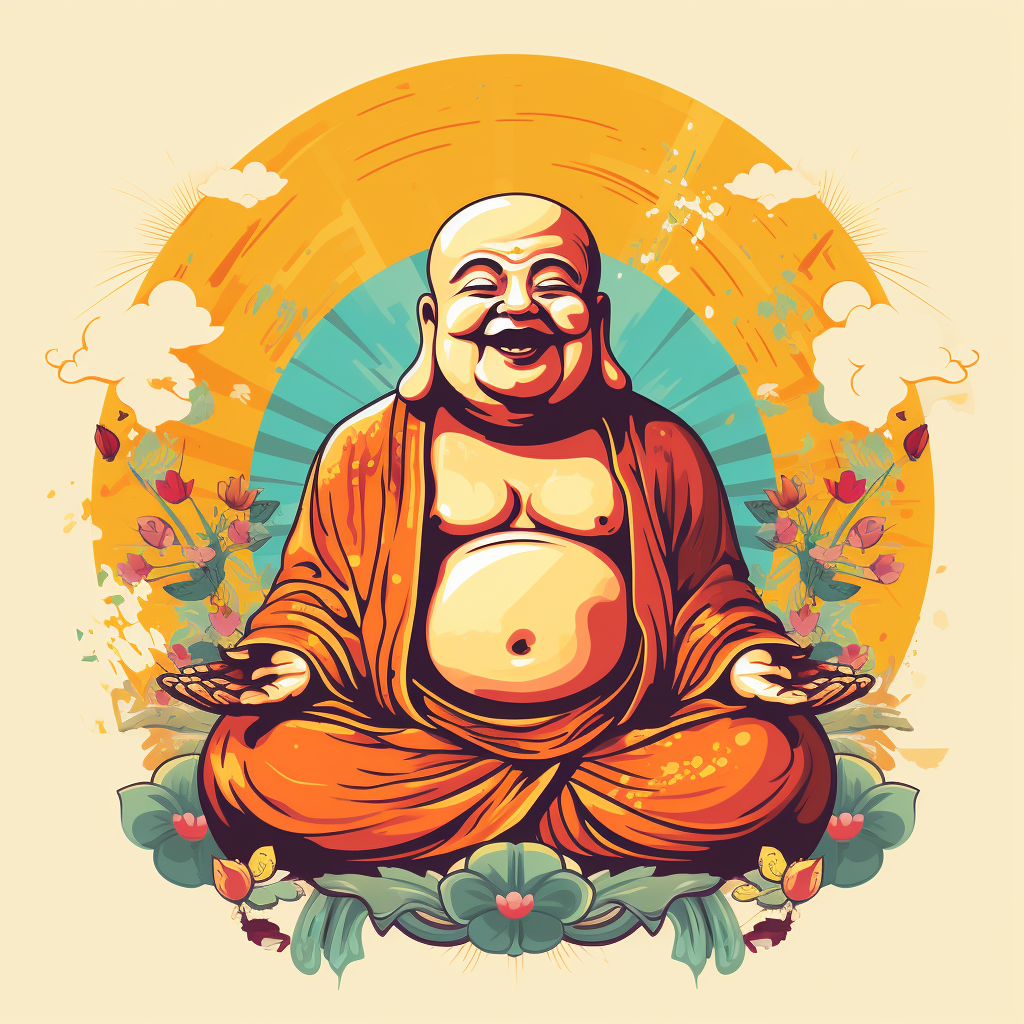 Happy Buddha on Light Background