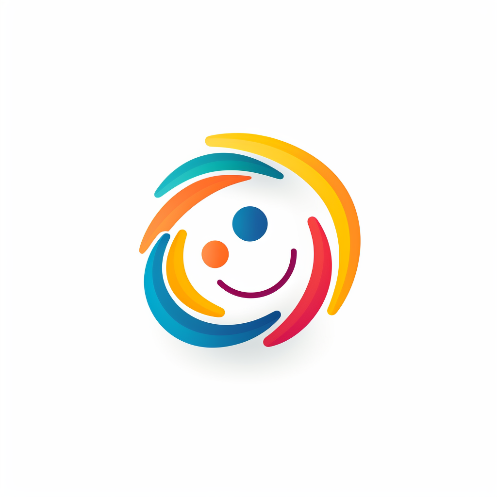 Colorful logo with white background and happy colors.