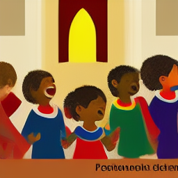 Happy diverse children celebrating at a Protestant church